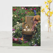 ビーグル犬の庭カード カード (黄色い花)