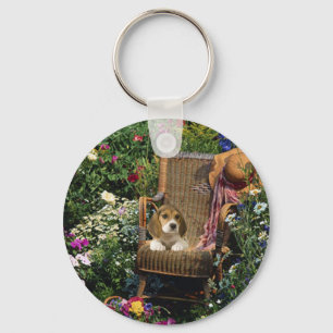 ビーグル犬の庭Keychain キーホルダー