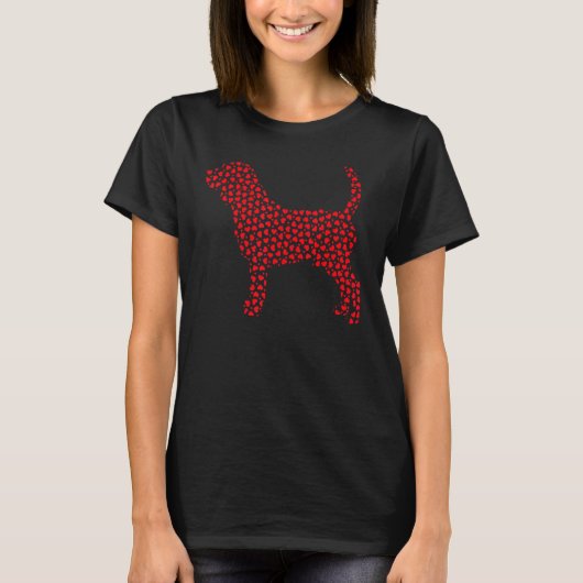 ビーグル犬の恋人のおもしろいハートラブビーグルValentin Tシャツ (正面)