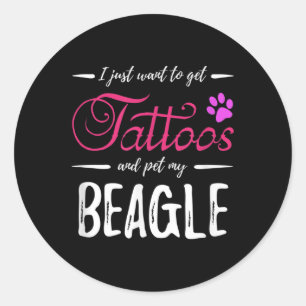 ビーグル犬の恋人タトゥーおもしろい犬ママのギフトアイディア ラウンドシール