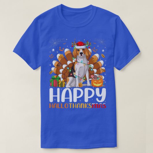 ビーグル犬の恋人ハロウィーンクリスマスハッピーハロース Tシャツ (デザイン正面)