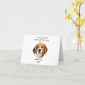 ビーグル犬の手で描いたデジタルアートかわいい カード (黄色い花)