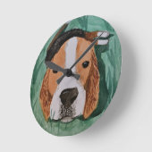 ビーグル犬の柱時計 ラウンド壁時計 (傾斜)