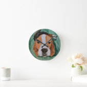 ビーグル犬の柱時計 ラウンド壁時計 (ホーム)
