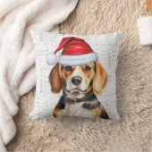 ビーグル犬の水の色クリスマス クッション (ブランケット)