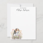 ビーグル犬の水の色パーソナライズされたかわいい子犬 ノートカード (正面)