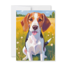 ビーグル犬の水彩ペット絵画