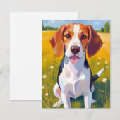 ビーグル犬の水彩ペット絵画 サンキューカード (正面/裏面)