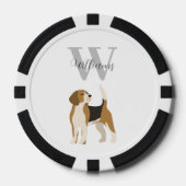 ビーグル犬の水彩モノグラム名入り ポーカーチップ (正面)