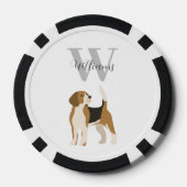 ビーグル犬の水彩モノグラム名入り ポーカーチップ (裏面)