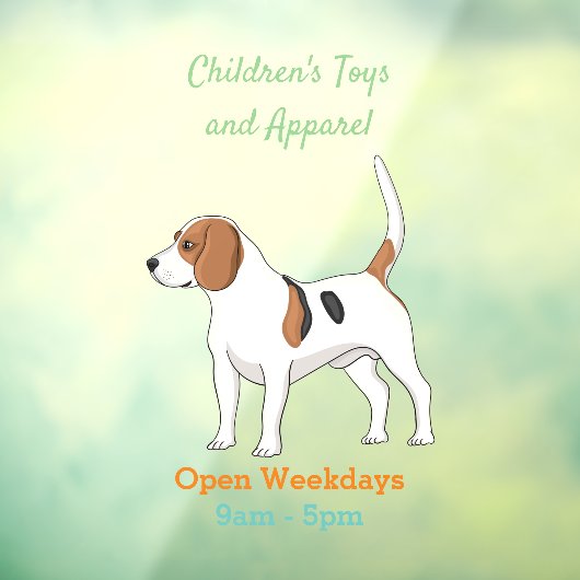 ビーグル犬の漫画イラストレーション ウィンドウサイン (シート3)