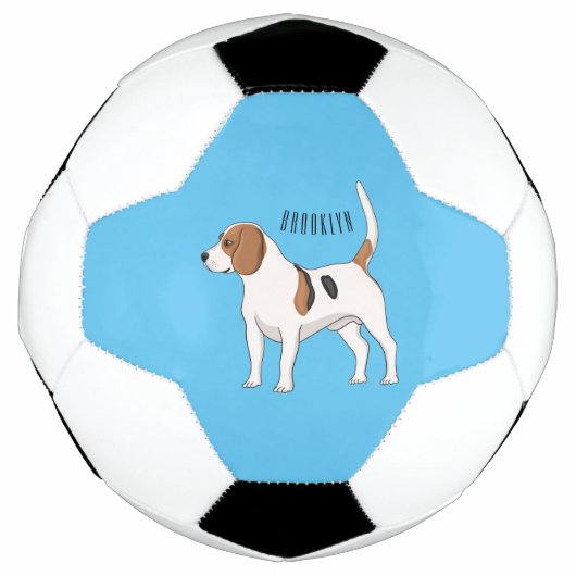 ビーグル犬の漫画イラストレーション サッカーボール (正面)