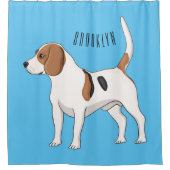 ビーグル犬の漫画イラストレーション シャワーカーテン (正面)
