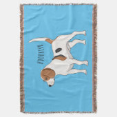 ビーグル犬の漫画イラストレーション スローブランケット (正面縦)