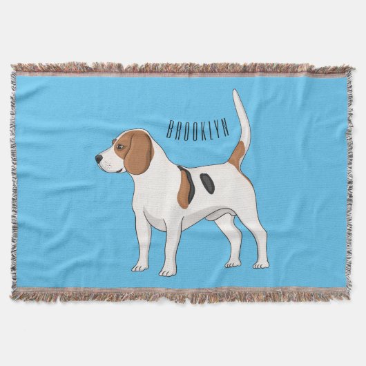 ビーグル犬の漫画イラストレーション スローブランケット (正面)