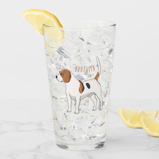 ビーグル犬の漫画イラストレーション タンブラーグラス (アイス正面)