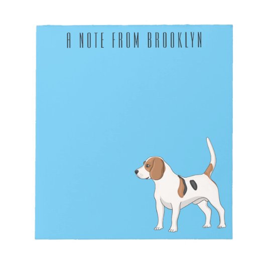 ビーグル犬の漫画イラストレーション ノートパッド (正面)