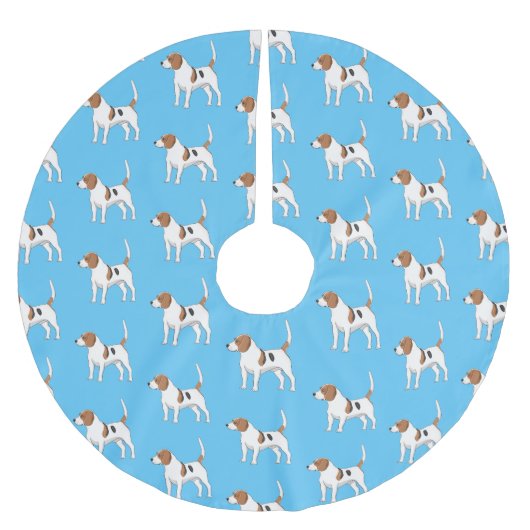 ビーグル犬の漫画イラストレーション ブラッシュドポリエステルツリースカート (正面)