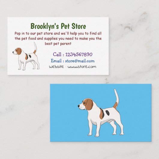 ビーグル犬の漫画イラストレーション 名刺 (正面/裏面)