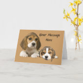 ビーグル犬の相棒の挨拶状 カード (黄色い花)