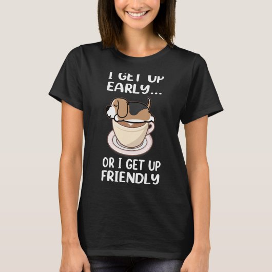 ビーグル犬の私は初期のコーヒーパピーおもしろいドッグを取得 Tシャツ (正面)