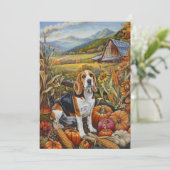 ビーグル犬の秋の収穫感謝祭 シーズンカード (スタンド正面)