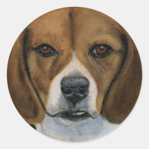 ビーグル犬の絵画-犬の品種芸術 ラウンドシール