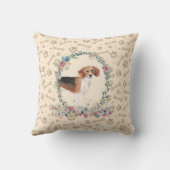 ビーグル犬の足の跡とフローラかわいい クッション (裏面)