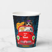 ビーグル犬の車の怖いハロウィーン 紙コップ (裏面)
