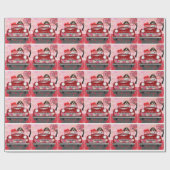 ビーグル犬の車ハートバレンタイン ラッピングペーパー (フラット)