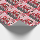 ビーグル犬の車ハートバレンタイン ラッピングペーパー (角)