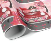 ビーグル犬の車ハートバレンタイン ラッピングペーパー (ロールコーナー)