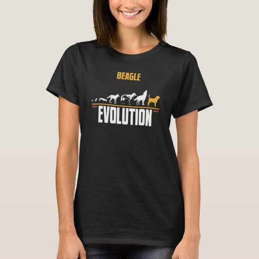 ビーグル犬の進化 Tシャツ (正面)