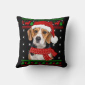 ビーグル犬の醜いセーターのクリスマスパピードッグ恋人 クッション (裏面)