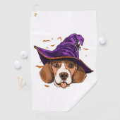 ビーグル犬の魔女おかしいハロウィーン犬の恋人 ゴルフタオル (インサイチュ)