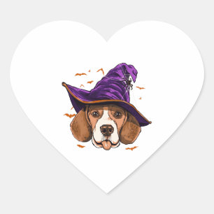ビーグル犬の魔女おかしいハロウィーン犬の恋人 ハートシール