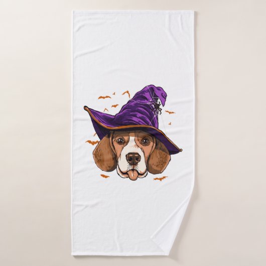 ビーグル犬の魔女おかしいハロウィーン犬の恋人 バスタオル (バスタオル)