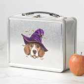 ビーグル犬の魔女おかしいハロウィーン犬の恋人 メタルランチボックス (インサイチュ)