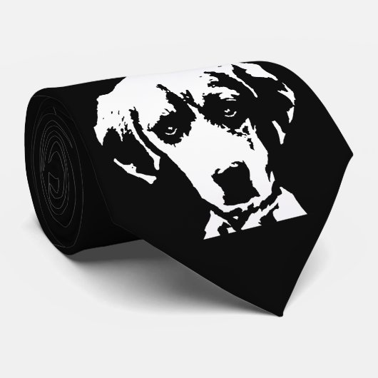 ビーグル犬の黒く及び白いポップアート犬の顔の首のタイ ネクタイ (ロール)