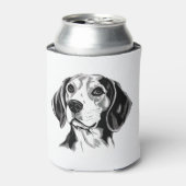 ビーグル犬の黒と白の輪郭シルエット 缶クーラー (缶正面)