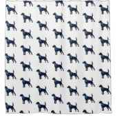 ビーグル犬はシルエット水色を繁殖 シャワーカーテン (正面)