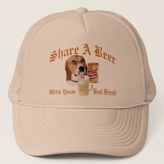 ビーグル犬はビール帽子を共有します キャップ (正面)