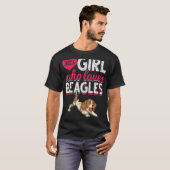 ビーグル犬を愛する女の子ペットの飼い主ビーグル Tシャツ (正面フル)