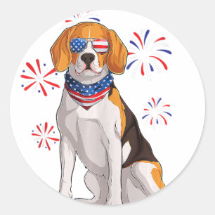 ビーグル犬アメリカ合衆国アメリカ国旗の男性ビーグル恋人 ラウンドシール