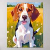ビーグル犬アート絵画 ポスター (正面)