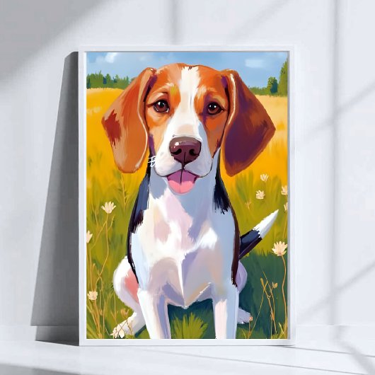 ビーグル犬アート絵画 ポスター