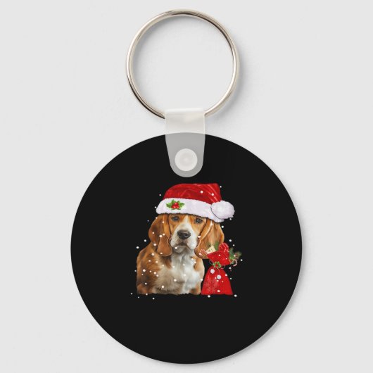 ビーグル犬クリスマスTシャツクリスマスドッグエッセンティ キーホルダー (正面)