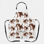 ビーグル犬シームレスパターン名前をカスタムする エプロン (正面)