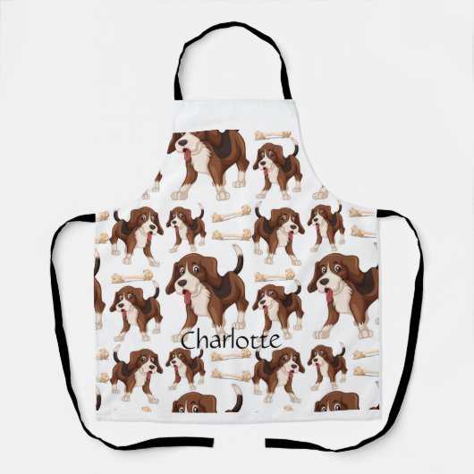 ビーグル犬シームレスパターン名前をカスタムする エプロン (正面)