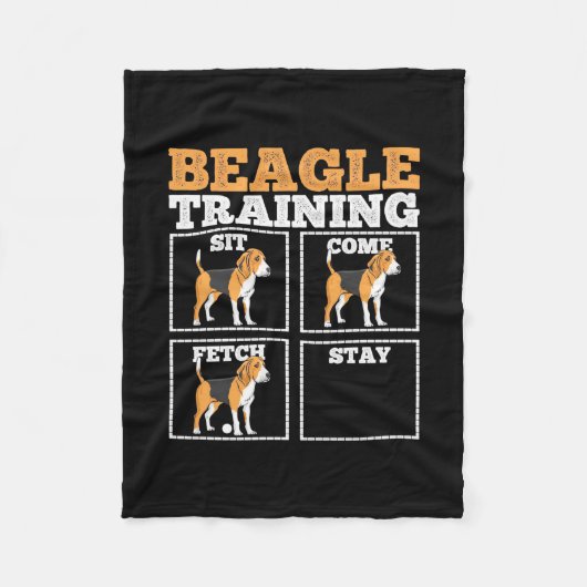 ビーグル犬トレーニング犬 フリースブランケット (正面)